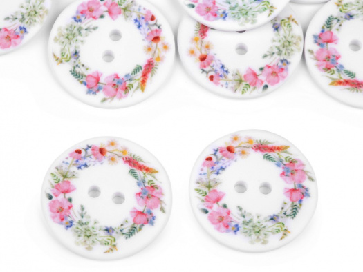 Knoflík s květy 30 mm (1ks)