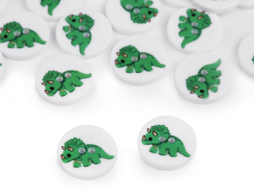 Knoflík dětský dinosaurus 15,4 mm (1ks) - zelená