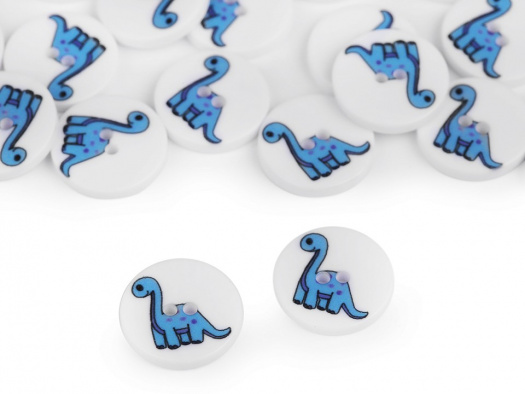 Knoflík dětský dinosaurus 15,4 mm (1ks) - modrá