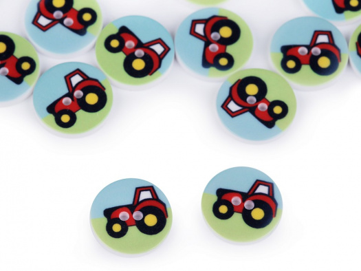 Knoflík plastový 15,4 mm (1ks) - traktor