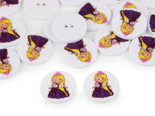 Knoflík plastový 15,4 mm (1ks) - princezna bílá