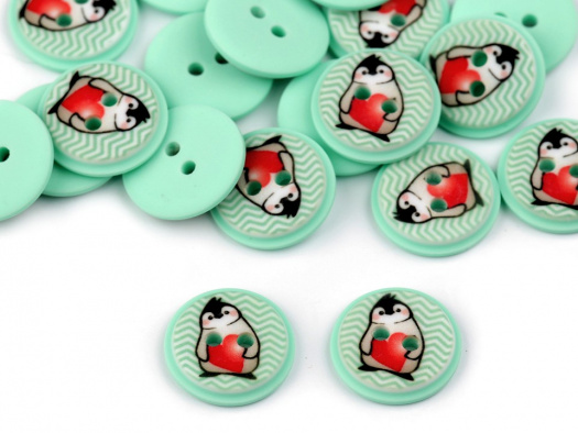Knoflík dětský 15,4 mm (1ks) - tučňák