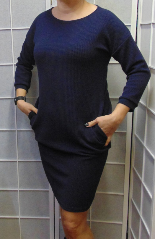 Šaty s kapsami 3D efekt- barva tmavě modrá S - XXXL