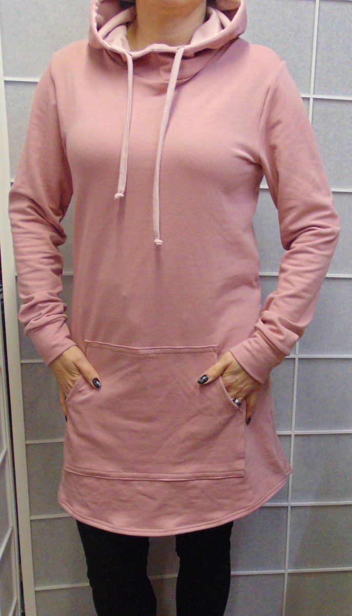 Mikinošaty s kapucí - barva pudrová S - XXXL