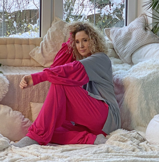 Šedocyklámenová oversize mikina