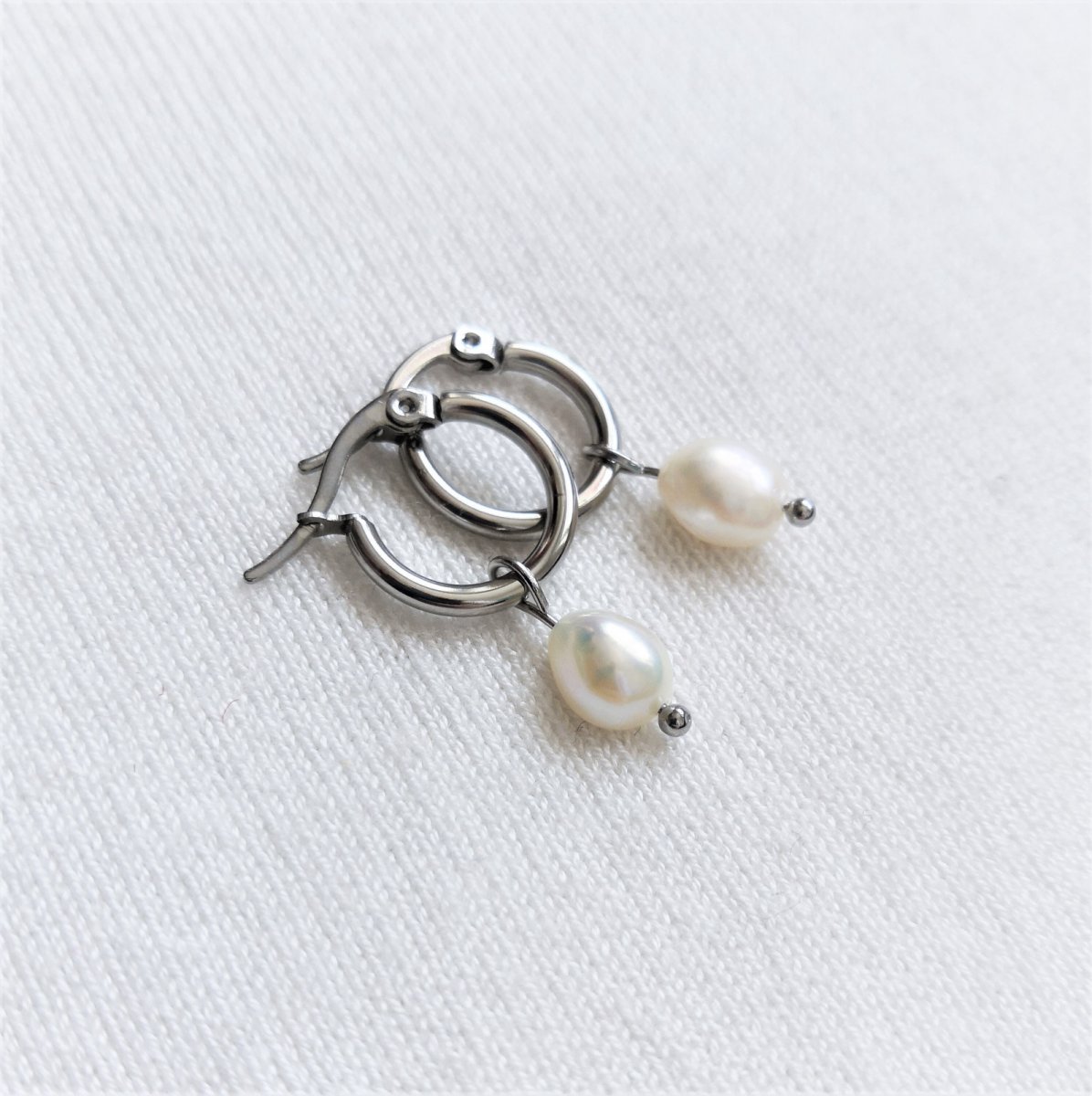 Náušnice*říční perla*kruhy*chir.ocel