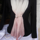 Lněná šálka ,růžovo-šedá