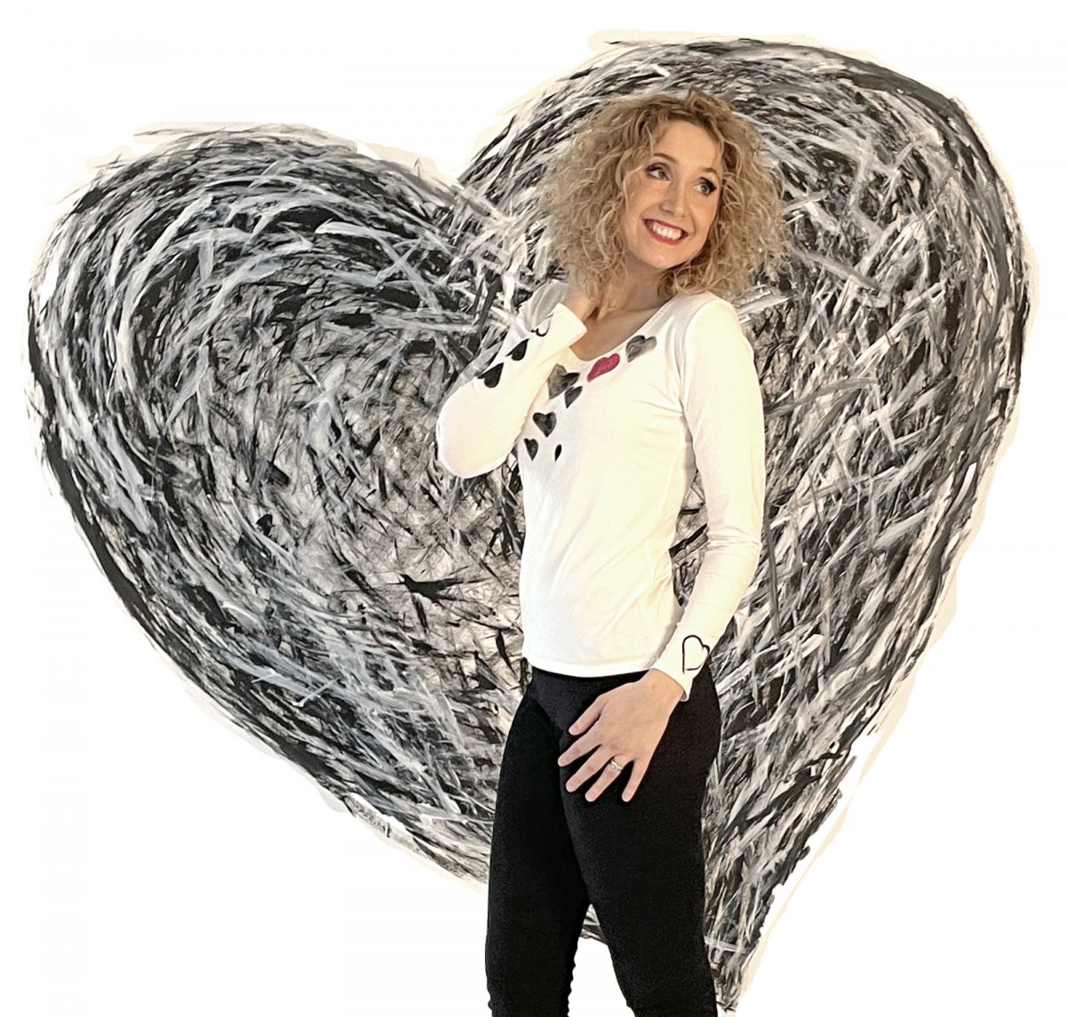 Tričko se srdíčky černo růžovými