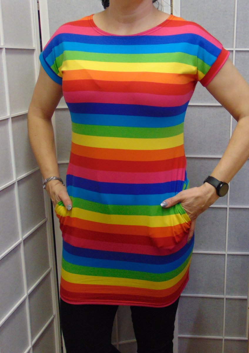 Tunika s kapsami - barevné pruhy (bavlna)