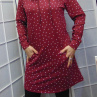 Mikinové šaty s kapucí - puntíky na vínové S - XXXL
