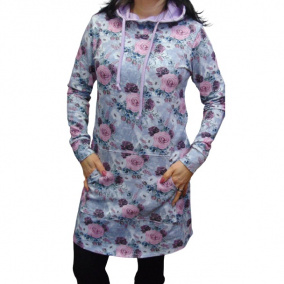 Mikinové šaty s kapucí - růže S - XXXL