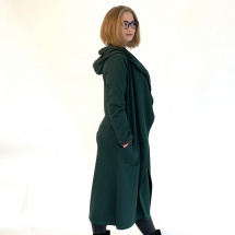 Zelený bavlněný kabát s kapucí