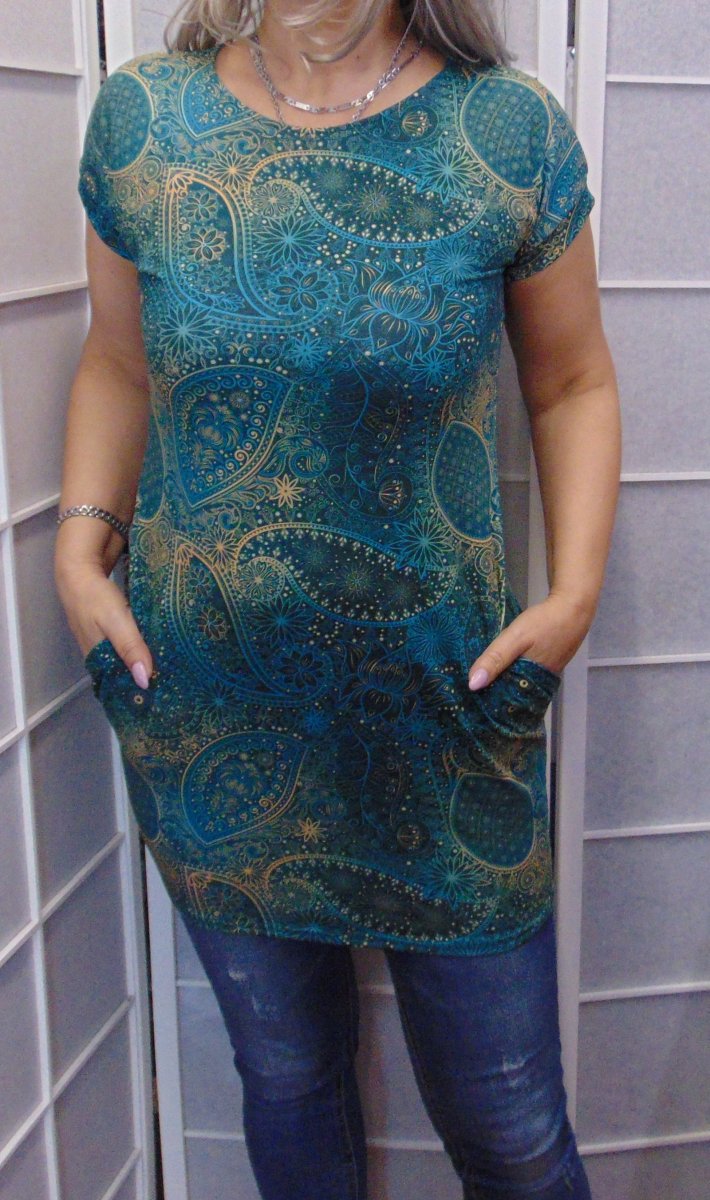 Tunika s kapsami - kašmírový vzor S - XXXL