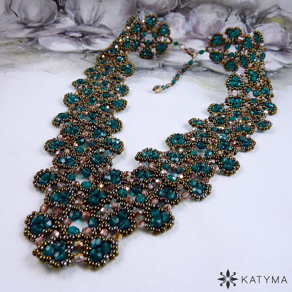 Náhrdelník petrolejová krajka