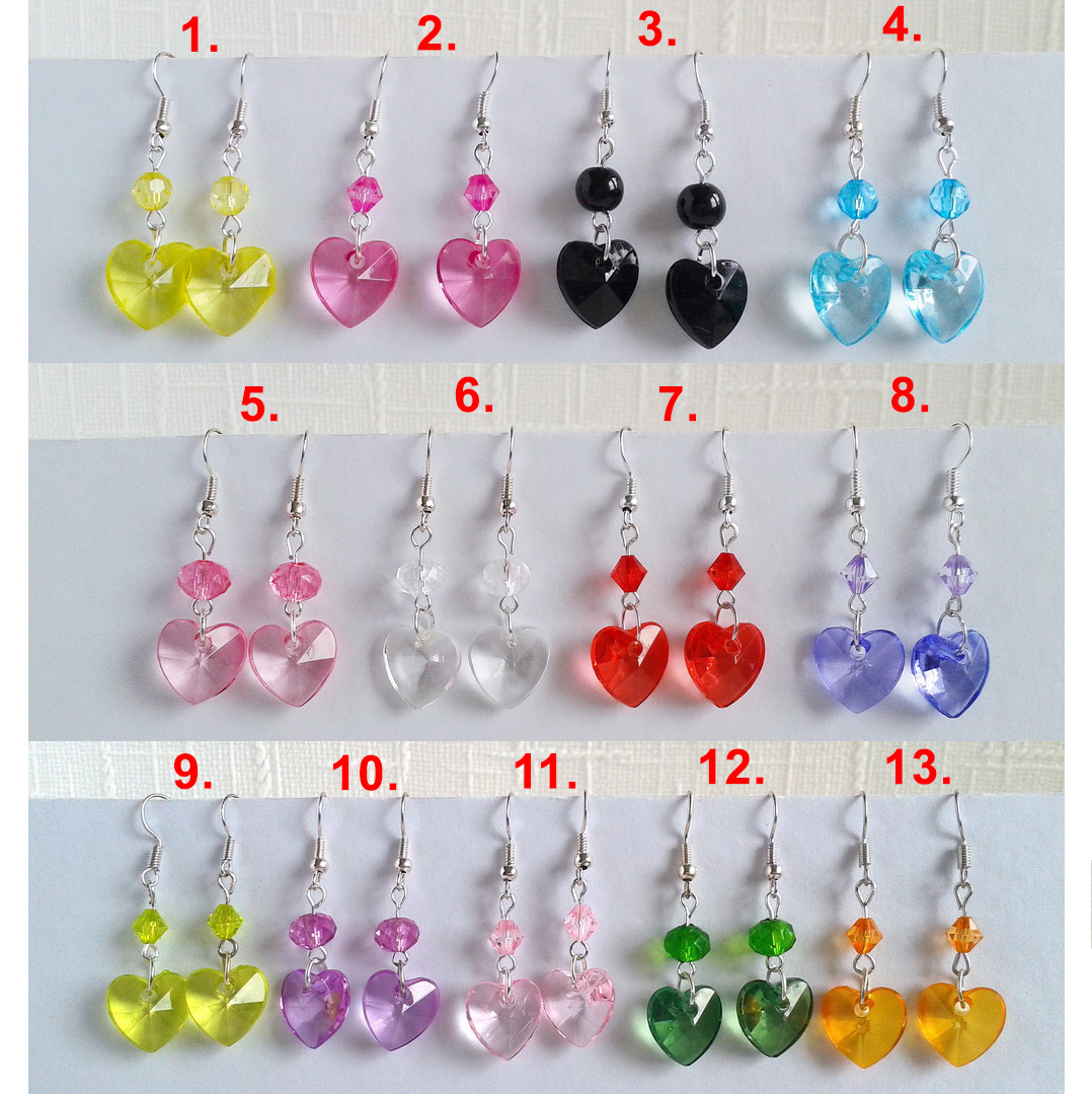 Srdíčkové náušnice - více barev (1243)