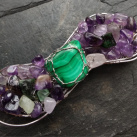 Vlasová sponka malachitovo ametystová