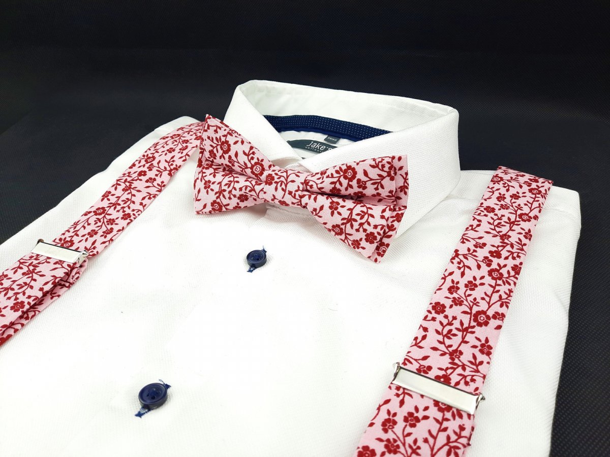 Set Motýlek a Šle Ružový Květovaný