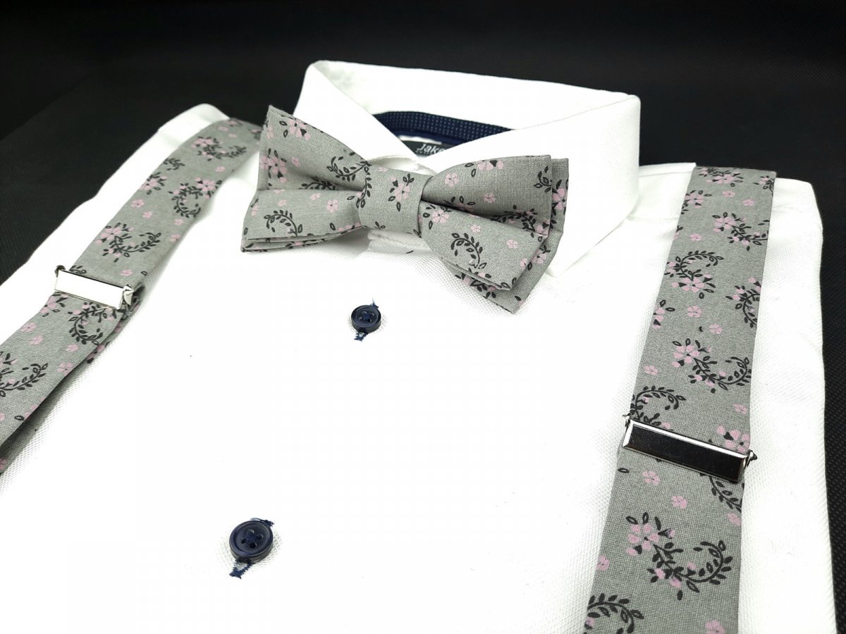 Set Motýlek a Šle Šedý Květovaný