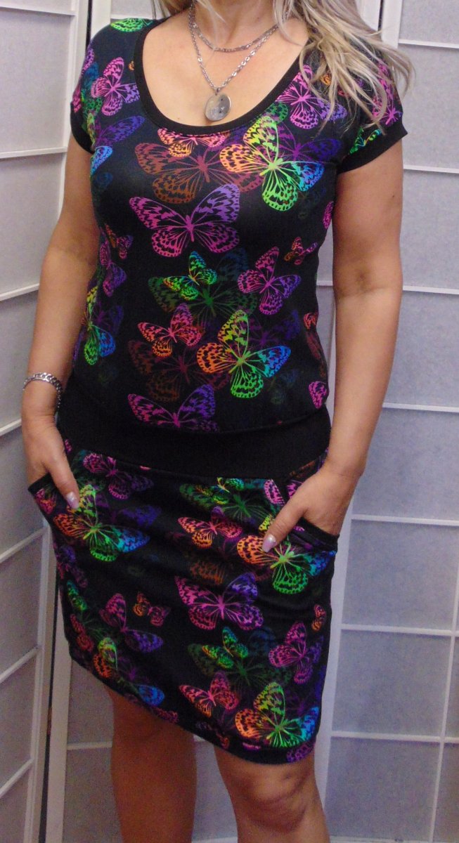 Šaty barevní motýli XS - XXXL