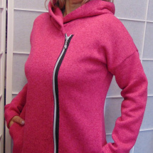 Svetro-paleto s kapucí na zip - barva růžová S - XXL