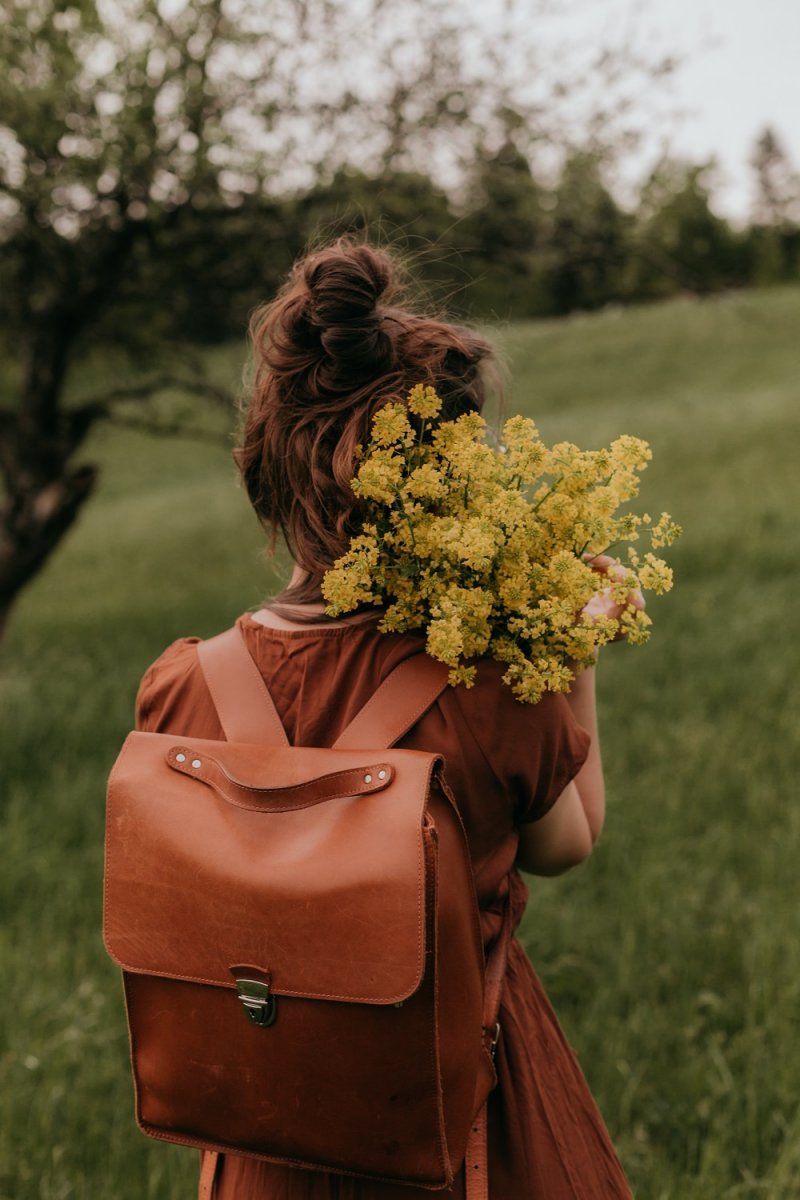 Kožený batoh K B2 - hnědo-rezavý