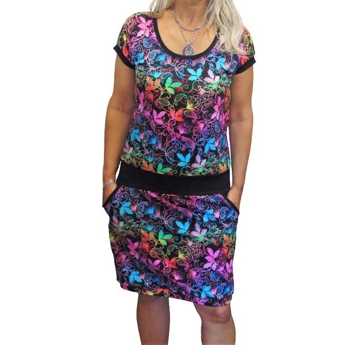 Šaty barevné lístky, velikost L, XL 