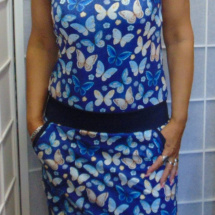 Šaty motýlci na modré XS -  XXXL