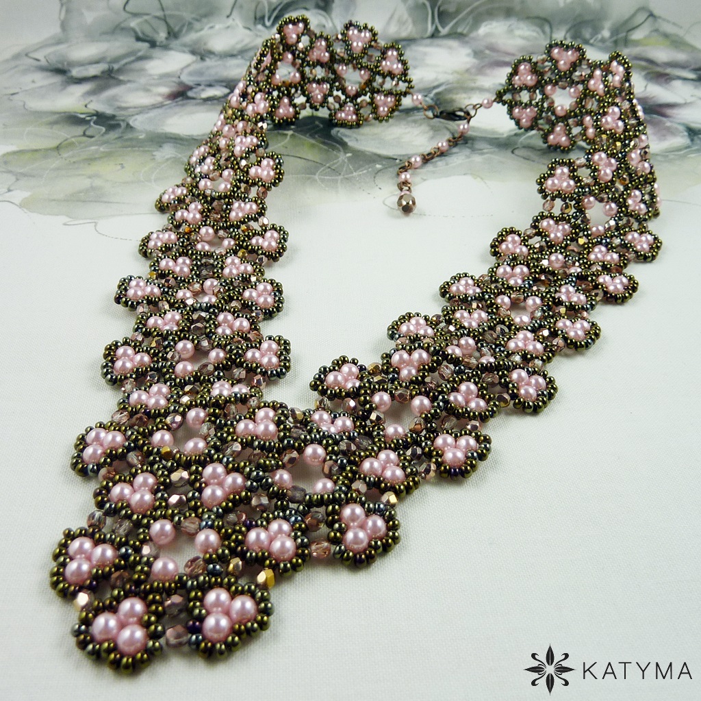 Náhrdelník krajka iris a růžová 3