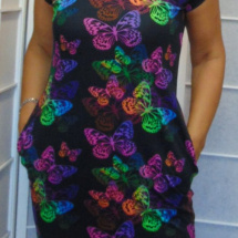 Šaty s kapsami - barevní motýli (bavlna)