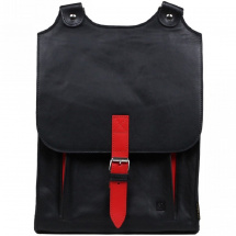 Kožený batoh černý s červeným řemínkem (původní cena 2980,-)