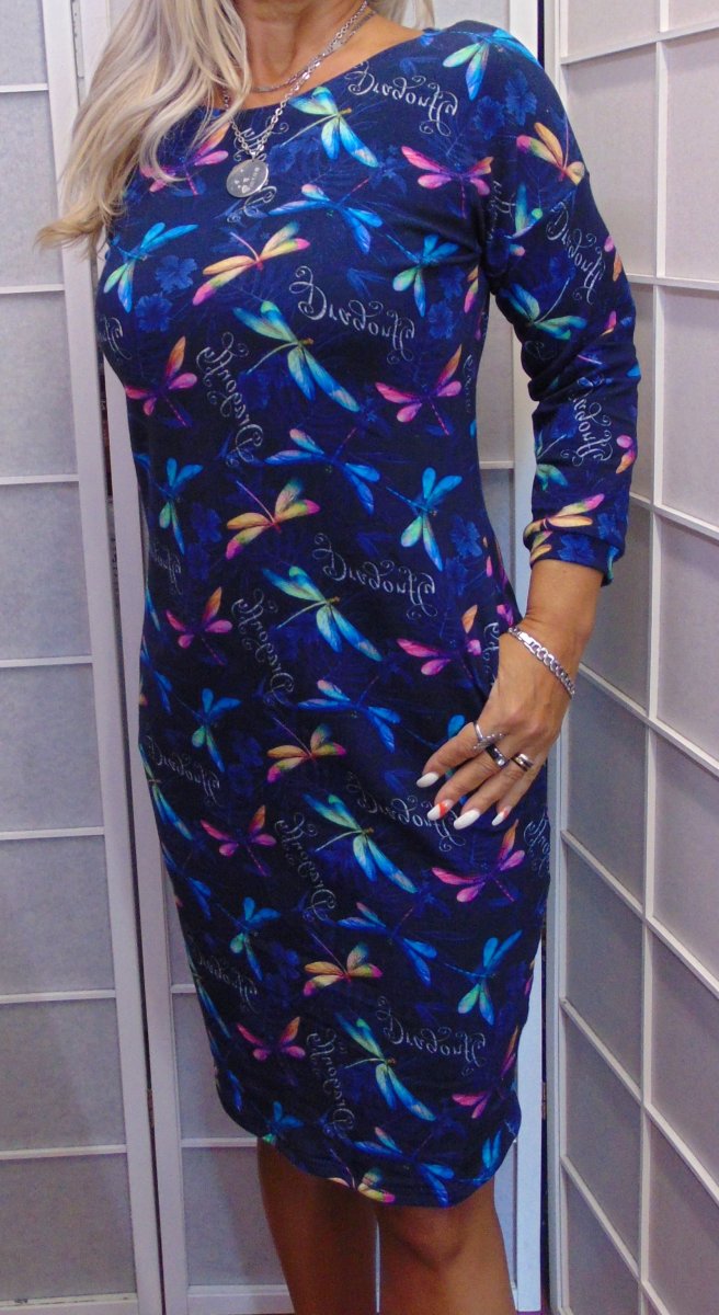 Šaty s kapsami - vážky S - XXXL