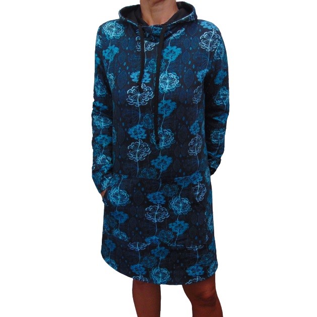 Mikinové šaty s kapucí - divoký kmín S - XXXL