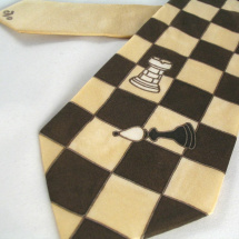 Šachová kravata béžovo-hnědá 893047