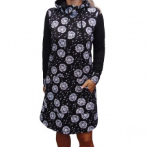 Mikinové šaty s kapucí - pampelišky, velikost L a XL - SLEVA 30%