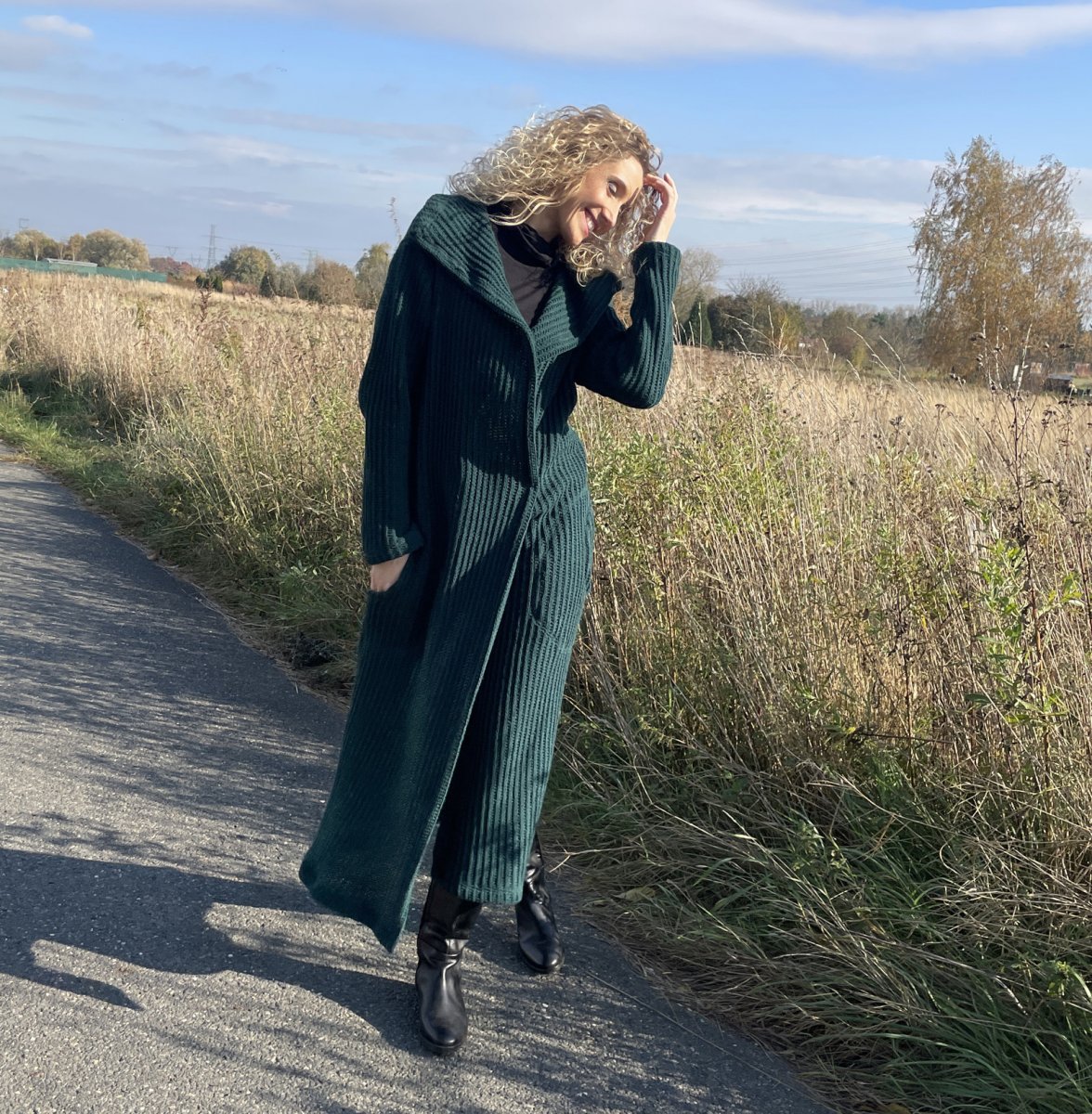 Svetrový kabát zelený