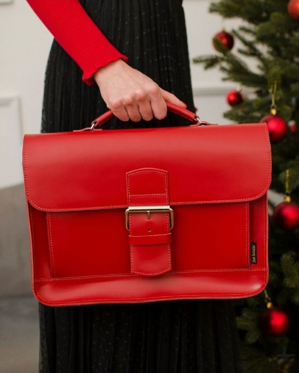 Kožená taška červená BOSTON