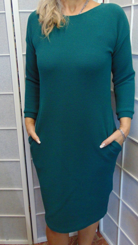 Šaty s kapsami 3D efekt - barva tmavě zelená S - XXXL