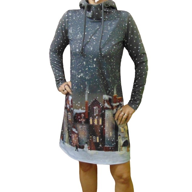 Mikinové šaty s kapucí - zima S - XXXL