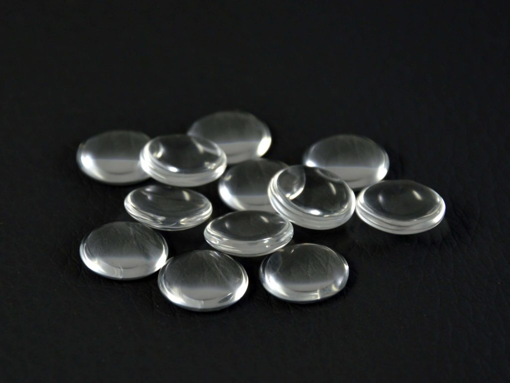 Skleněná čirá čočka 12 mm / 10 ks