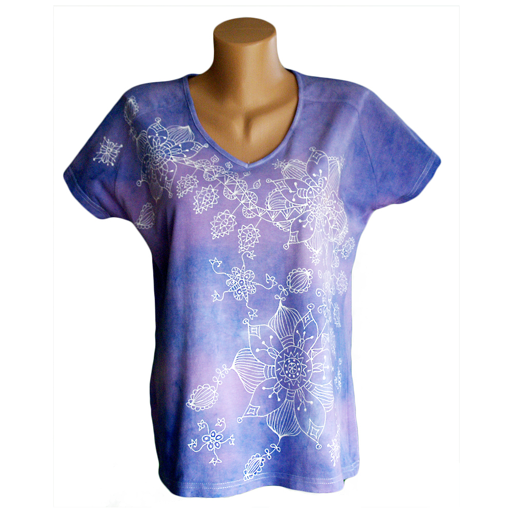 Batikované a bíle malované dámské tričko