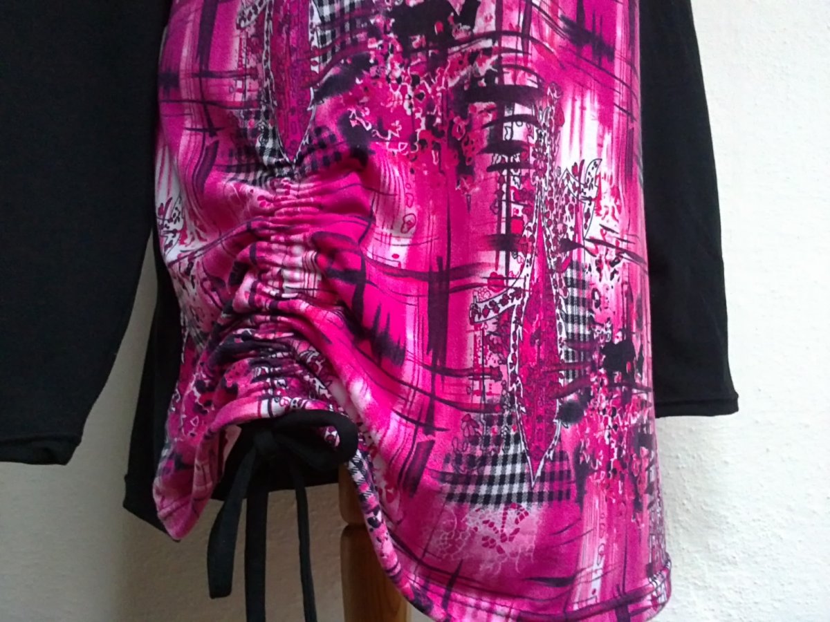 Tričko-žíhané růžové-řasené