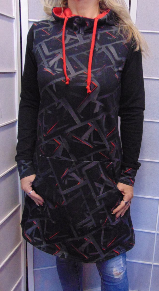 Mikinové šaty s kapucí - paprsky S - XXXL