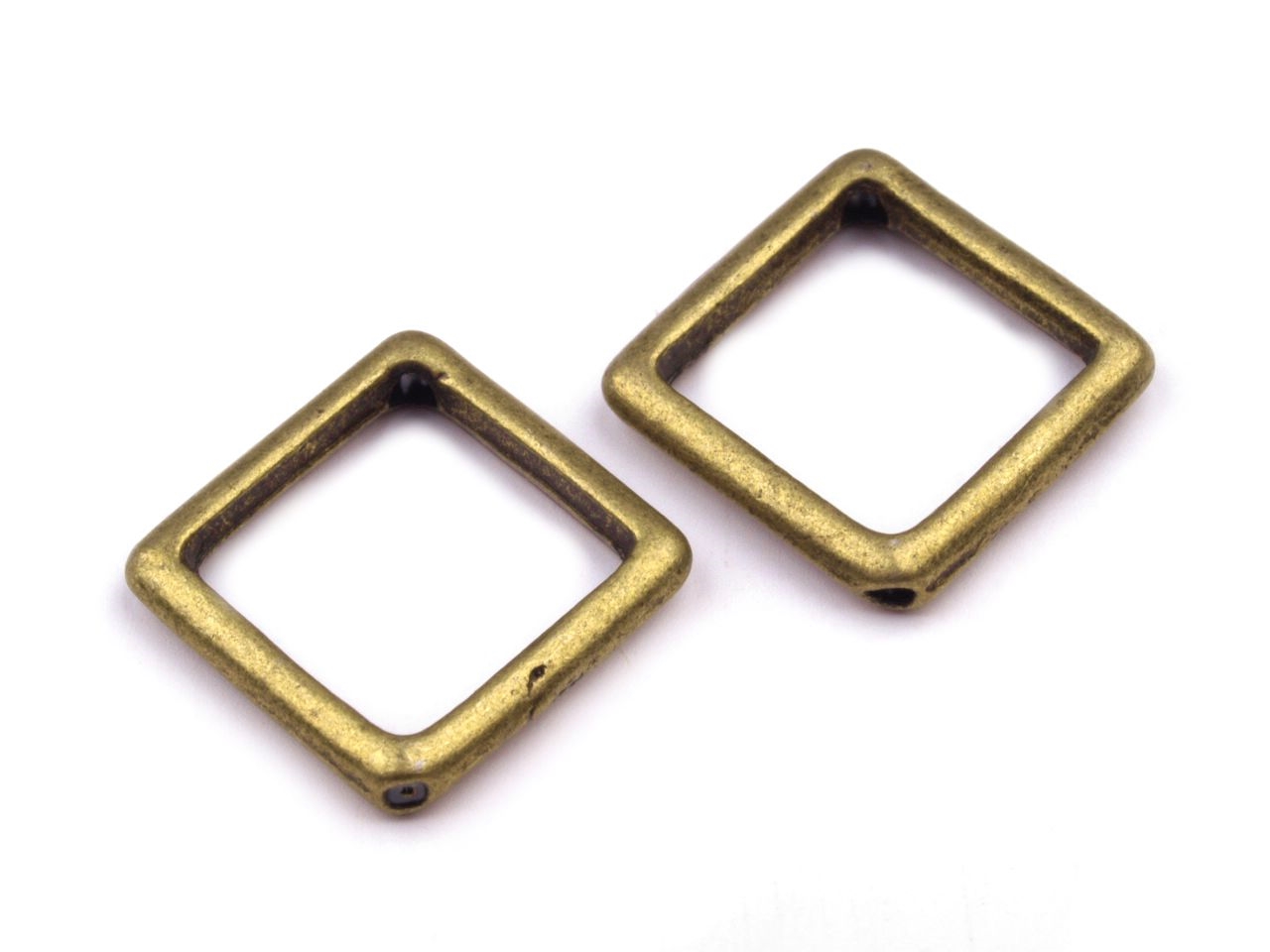 Kovový mezikus kosočtverec - 4 ks -staromosazný