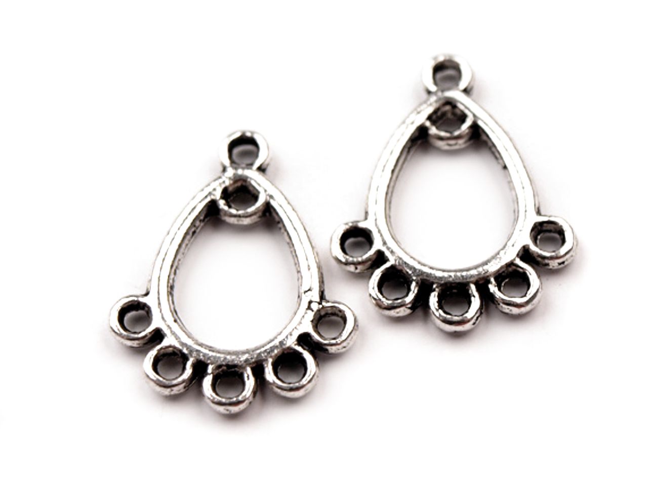 Ramínko slza 12x15mm - 4 ks-starostříbrná