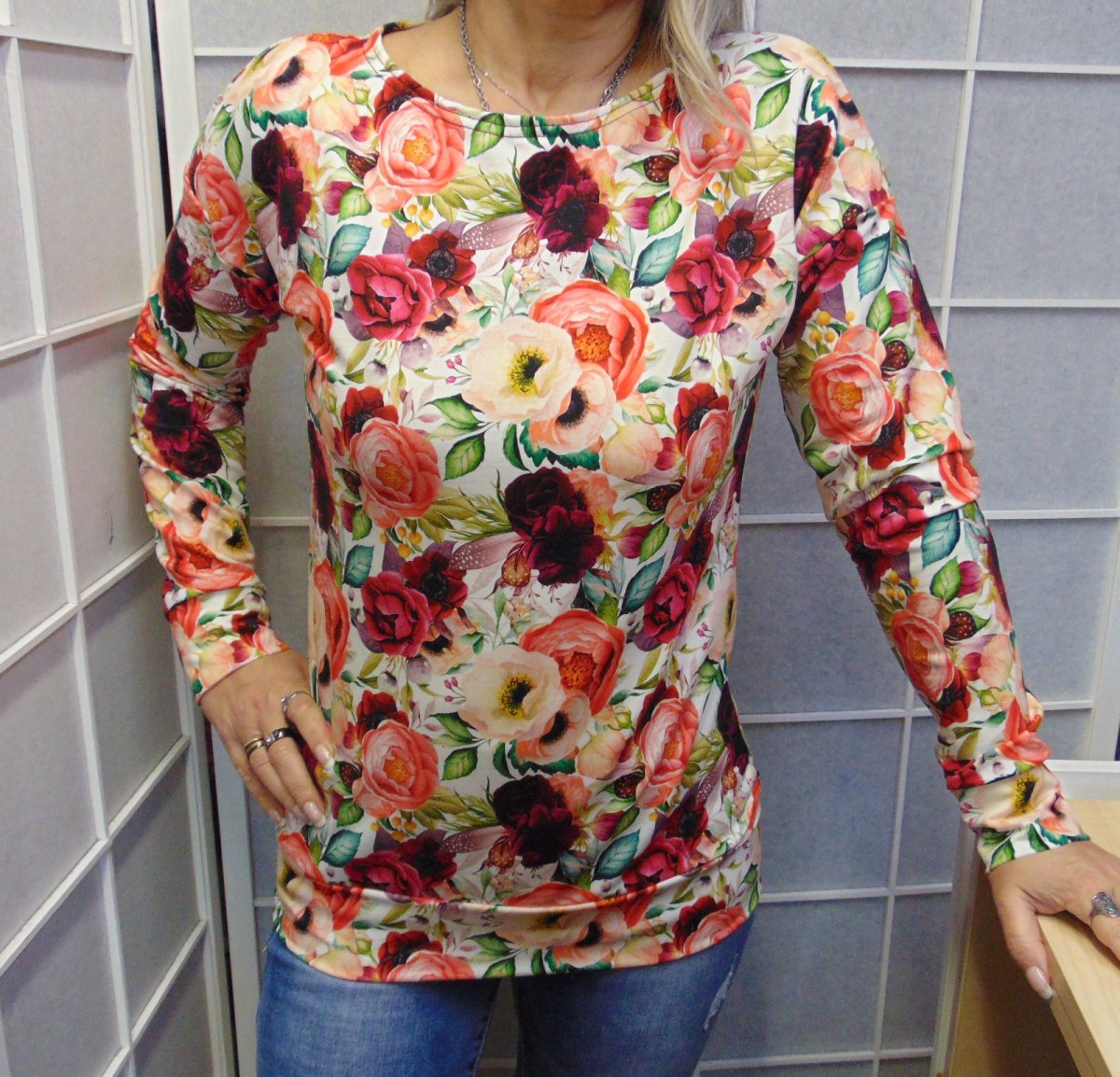 Mikina - růže (teplákovina)