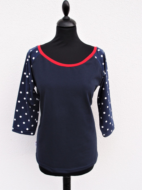 PUNTÍKY V MODRÉ (XL) - dámské tričko