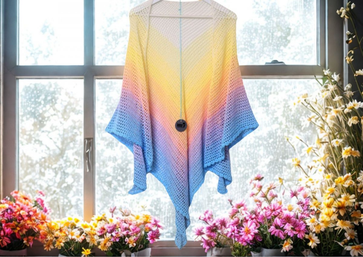 Háčkovaný šátek duhový 1282