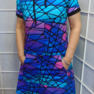 Šaty s kapucí - mozaika (bavlna)