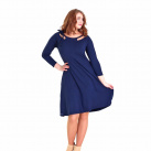 Tmavě modré zvonové šaty s vázáním