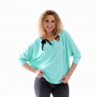 Mentolová netopýří tunika s vázáním tmavěmodrým